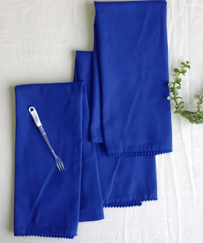TARAN LIVING Kitchen Towels 100% Cotton Solid Kitchen Dish Cloths Hand Towel Reusuable Dish Towel for Cleaning & Drying Tea Towels Set with Hanging Loop - 18"x28" -Blue, Pack of 6 - color: Blue, size: Pack of 6