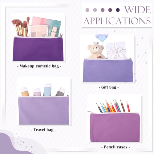 Reginary 10 Pcs Canvas Makeup Bags Bulk Blank Cosmetic Bags,Purple - color: Purple