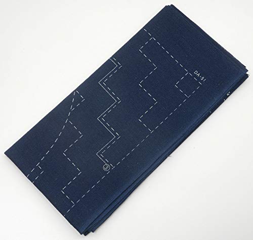 Yokota Daruma Sashiko Cloth Sashiko Fabric - Pre-Printed Sashiko Sampler - White with English Instruction Inside (Navy HYOTTOKO) - color: Navy Hyottoko