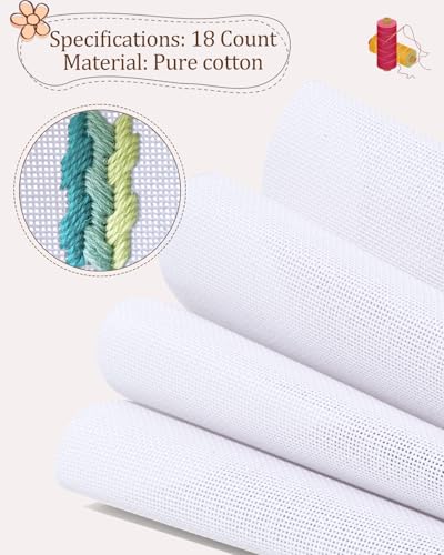 Zplontya 18PCS Needlepoint Blank Canvas Kits 18 Mesh Needlepoint Canvas
