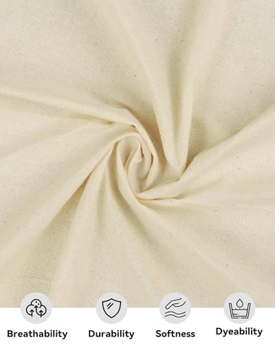 100% Cotton Muslin Fabric, 63" x 2 Yards Unbleached Fabric by The Yard - color: Natural, size: 2 YARDS