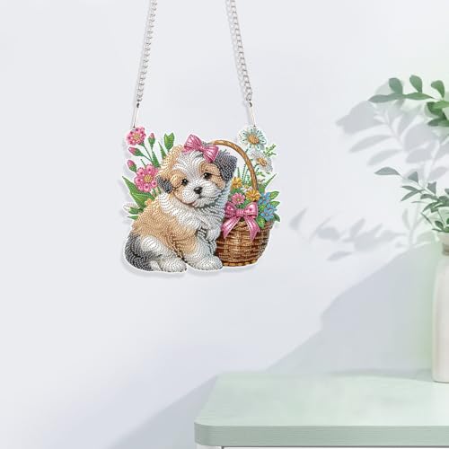 JISHSHAY Diamond Painting Hanging Pendant Dog Diamond Art Hanging Ornament Animal Gem Art Pendant Gem Painting Wind Chimes Mosaic Kits for Adults Windchimes Embroidery Suncatchers Sun Catchers - color: Dog