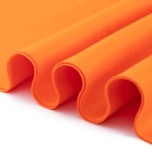 HaoFeijh Felt Fabric 36 * 36 Inch Wide 1.6mm,Fabric Sheets Soft Woven Acrylic Craft Fabric for DIY Craftwork Sewing Patchwork,Craft Felt - color: Orange, size: 1