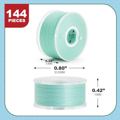 Mandala Crafts Aqua 15J SA156 Prefilled Bobbin Thread, 144 PCs - color: Aqua, size: Size A 144 X 142 Yards
