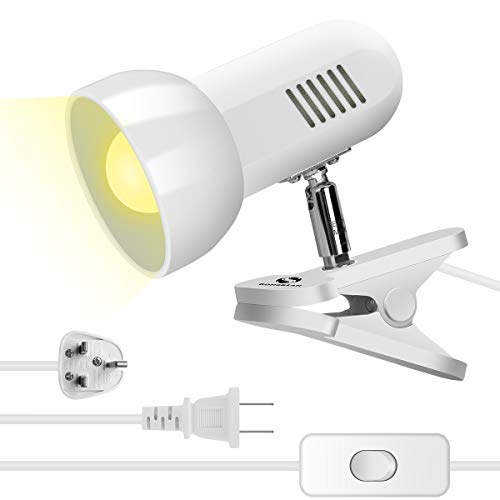 RONG&LAN Desk Lamp, 360 Rotation Clip on Lamp Portable Book Reading Light, Clamp on Desk/Table/Bunk Bed/Cupboard Home Lighting, (White.R-86) - color: White
