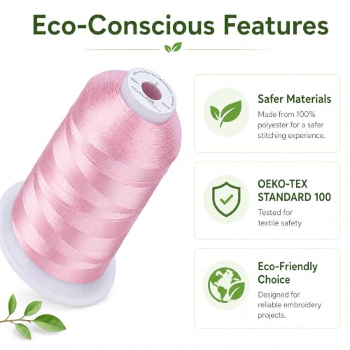 Simthread 5500Yds/5000M 40WT Polyester Embroidery Thread Peachy Pink S088 - color: Peachy Pink S088