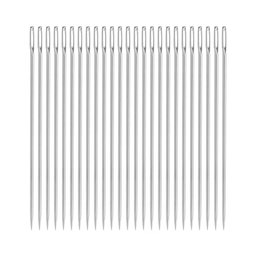 uxcell 25Pcs Hand Sewing Needles, 2 Inch Length Large Eye Stitching Needles Metal Sewing Needle Easy to Thread for Sewing Mending - size: 2"