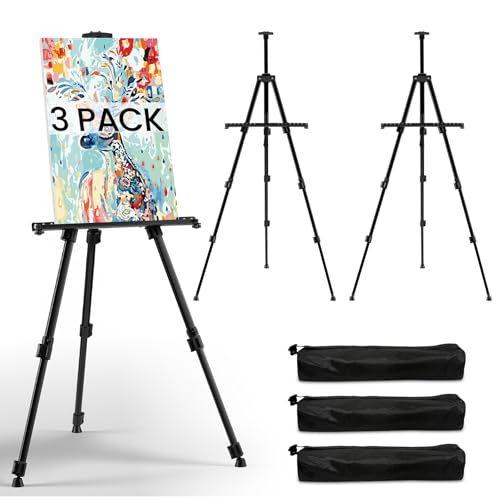 RRFTOK 3 Pack 17-66 Inch Art Easel Stand for Painting and Sign, Black - style: 66B 3-Pack