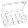 Exptolii 15 Large Grids Plastic Organizer Box with Dividers, Clear Compartment Container Storage for Washi Tapes Beads Crafts Jewelry Fishing Tackles, Size 11 x 6.3 x 2.2 in - size: 1x Large 15 Grids