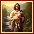 Disxvivy Cross Stitch Stamped Full Embroidery Kits DIY 11CT Cotton Thread Printed DIY Needlepoint Kits Craft Needlework Set Cross-Stitch Stamped Sets-Jesus Shepherds The Sheep 18x18 inch - color: Artstyle06