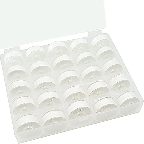 New brothread 25pcs Type L SA155 Prewound Bobbin Thread -White - color: 25pcs 90wt White