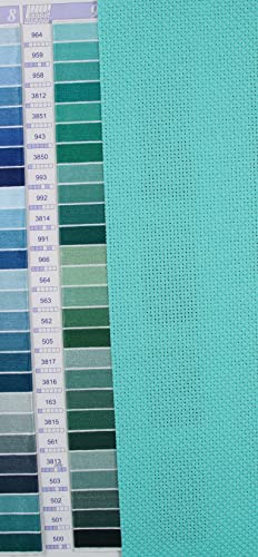 KCS 6 pc of 12" x 18" (30cmx45cm) 14CT Counted Cotton Aida Cloth Cross Stitch Fabric (Royal Blue+Sea Green) - color: Royal Blue+sea Green