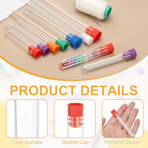 PATIKIL 5.7" Length Plastic Sewing Needle Storage Holder, 8 Pcs Portable Embroidery Needle Matte Pin Toothpick Storage Tubes Case for Craft Knitting, Red - color: Red
