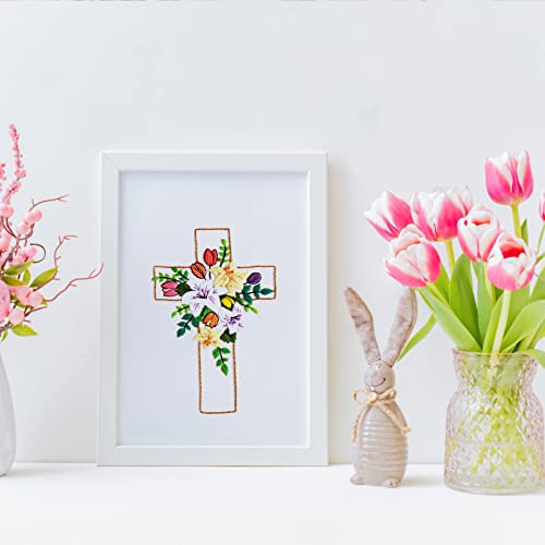 Louise Maelys Cross Lily Embroidery Kit for Beginners, Easter Jesus Pattern - color: kit-1