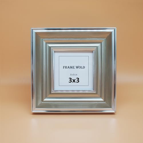 3x3 Silver Picture Frame, Real Glass, MDF, Black Backing, Wall/Tabletop - color: Silver, size: 3x3