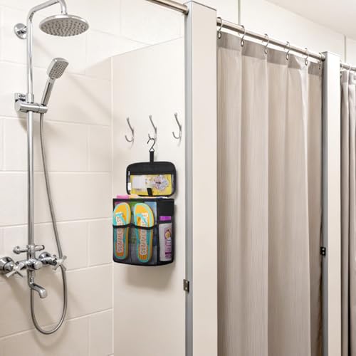 Lifewit Mesh Shower Caddy, Hanging Bathroom Organizer with Slipper pockets - color: Black