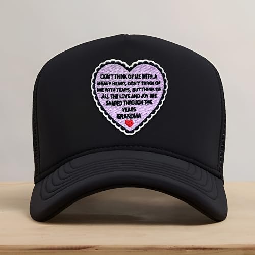 Loving Memorial Family Patch 3 Inches Memory Heart Family Memories Gifts Remembrance Iron On/Sew On Embroidery Fabric Applique Patches for Trucker Hats Clothes DIY Accessories (Style 3, Grandma) - color: Style 3, size: Grandma