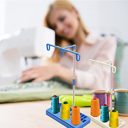 Vuzvuv 2 Pack Thread Holders - Organizer for Embroidery & Sewing Machines, Holds 3 Spools, Suitable for Beginners & Adults, White-Blue - color: White-blue
