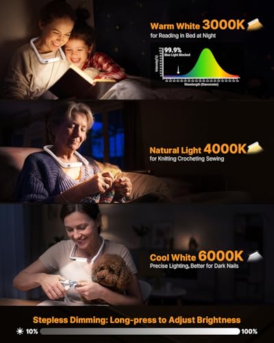 Reading Light with Power Display, Timer, Upgraded Neck Book Light - color: White