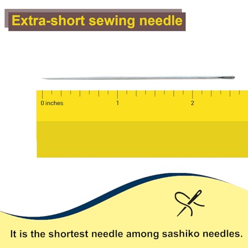 MISUYA CHUBE Sashiko Needles Set of 5, Japanese Embroidery Hand Sewing Needles, Large Eye, Durable Steel, Smooth Stitching, Made in Japan (2.62 Inches) - size: 2.62 Inches