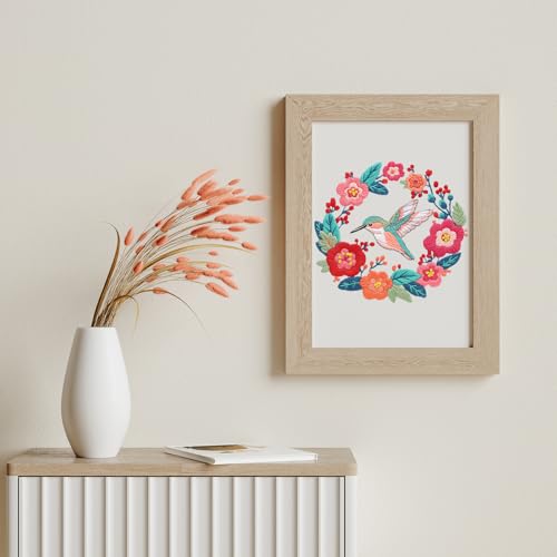 Louise Maelys Hummingbird Flower Embroidery Kit for Beginners Gift - color: Hummingbird flowers