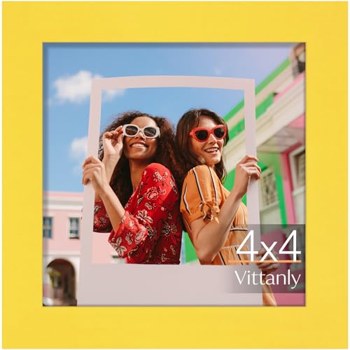 Vittanly 4x4 Picture Frame for Wall or Tabletop, Yellow - color: Yellow, size: 4x4