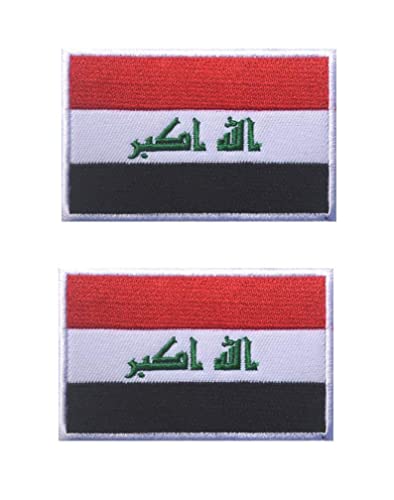 2 PCS Asia Flag Patches Hook and Loop Fastener Embroidered Tactical Military National Asia Patch (Iraq) - color: Iraq