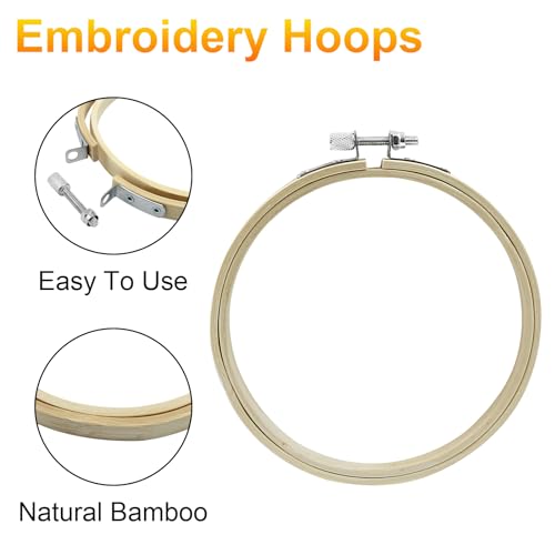 Biaungdo 6 Pieces 5 Inch Round Wood Embroidery Hoops - style: 5 inch