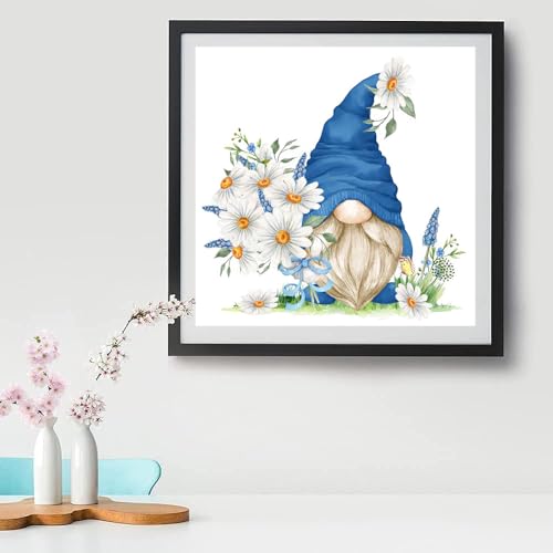 Tiwabb 4 Pack Gnome Flower Stamped Cross Stitch Kits for Adults Beginners - color: 4 Pack Gnome13.8x13.8-12x16in