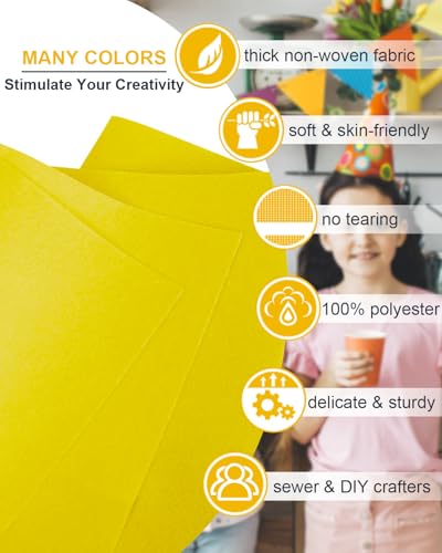 Yellow Felt Fabric 72" x 18", Large Stiff Craft Felt Sheet, Golden Yellow - color: Golden Yellow, size: 72" X 18" (0.5 Yard)