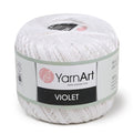 Yarn Art 1 Skein YarnArt Violet,100 Mercerized Cotton Yarn Threads Crochet Lace Hand Knitting Yarn Embroidery Arts Crafts (White 003) - color: 003