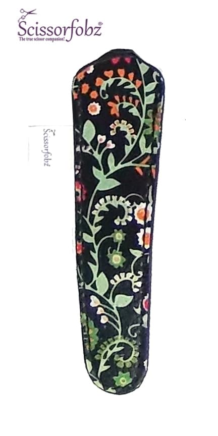 Designer Scissors Sheaths Shears Protective Covers-For Small Embroidery Scissors - Multicolor Floral Garden On Black Design-#SS-277 - color: Multi Floral Garden on Black, size: Single Small Size