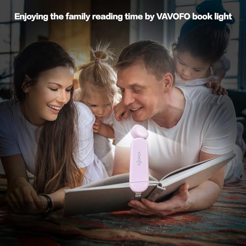 VAVOFO USB Rechargeable Book Light, Bookmark Clip on LED Reading Light - color: Pink Purple