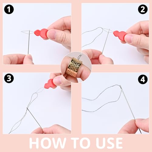 L'EclatDina 40PCS Sewing Needles Set, Large Eye for Hand Sewing, 7 Sizes Stainless Steel, with Threader & Magnetic Pin Cushion, for Embroidery & Crafts