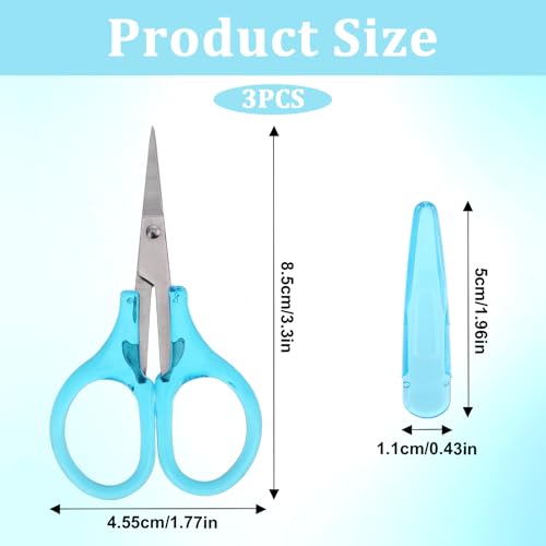 3 Pc Small Craft Scissor 3" Tiny Travel Scissor with Cover Pink/Purple/Blue