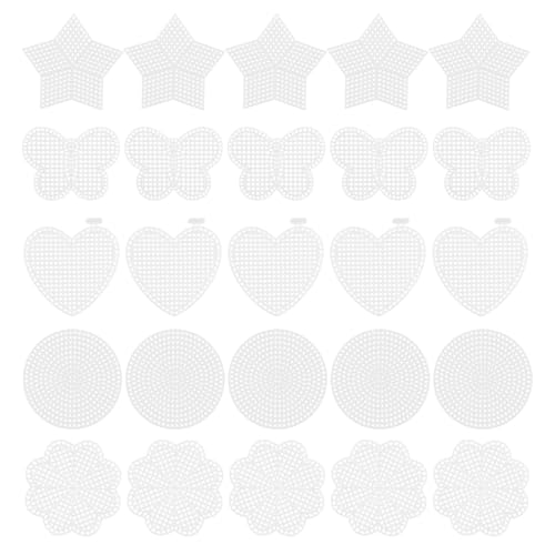 MY MIRONEY Mesh Plastic Canvas Kits 25 Pieces 5 Shapes - style: Round, Flower, Butterfly, Star, Heart