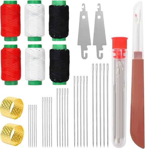 LEETAT 37-Piece Sewing Tool Set, Big Eye Steel Sewing Needle Kit - Stainless Steel Needles for Hand Sewing with Thread Ripper, Needle Threaders, Threads and Thimbles - size: 37 Medium