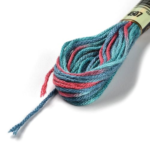 10 Skeins Medium Turquoise 0.5mm 6-Ply Polyester Embroidery Floss Cross Stitch Threads Segment Dyed Gradient for DIY Craft Hand Sewing Knitting DIY Crafts Jewelry Making 8.75 Yards(8m)/Skein - color: Medium Turquoise