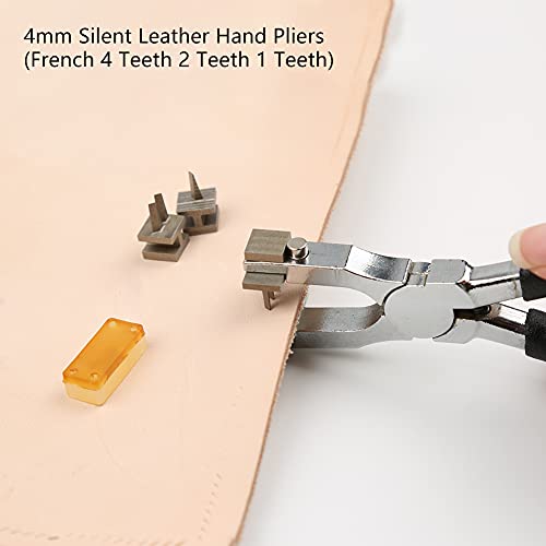 BUTUZE Leather Hole Punch,4mm Silent Leather Hand Pliers, Stitch Chisel - color: Black