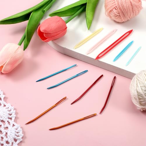 11 PCS Darning Needle, Yarn Needles Large Eye for Crochet Assorted Crochet Needles Multi Sizes Darning Needle for Thick Yarn Knitting Finishing, Plastic & Metal