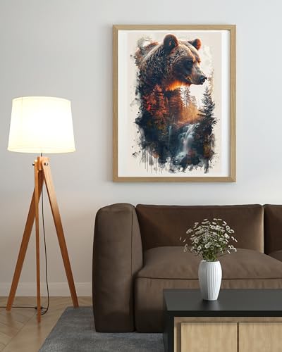 Moohue Stamped Cross Stitch Kits for Adults 14 Count Printed Cross Stitch Kits for Beginners Animal Bear Forest Waterfall Cross Stitch Patterns Needlepoint kit (Animal Bear Forest Waterfall) - color: Animal Bear Forest Waterfall