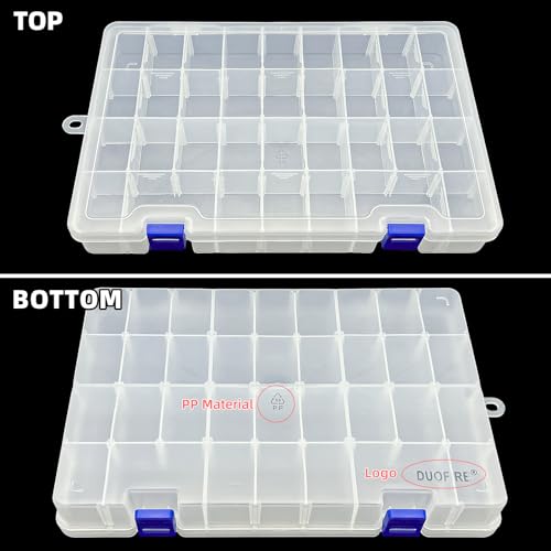 DUOFIRE Plastic Organizer Storage Box, Adjustable Divider 34 Grids, 2 Pack - color: White, size: 34 Grids, White X 2 Pack