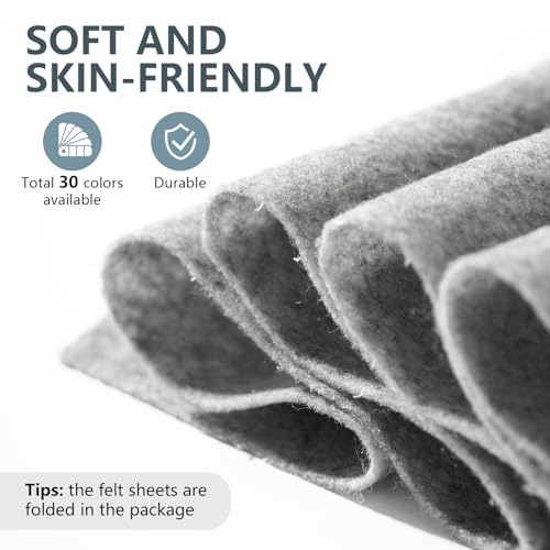 Gray Soft Felt Sheet 36'' X 36'', 1.4mm Large Felt Fabric Sheet for Crafts - color: Gray