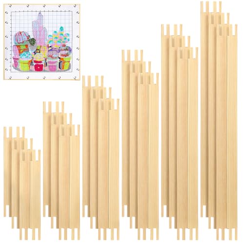 Hotop 6 Set Stretcher Bars for Needlework 6 Size Wooden Canvas Stretcher Bars for Needlepoint Embroidery Stitch Frame Set Bundle with Crafts - color: Natural, size: 6 Size