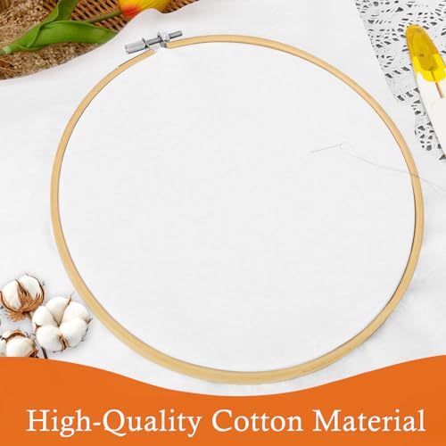20 PCS Cotton Embroidery Fabric 20 x 20 Inch White - color: White, size: 20 x 20 Inch