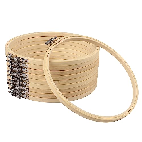 15 PCS Bamboo Embroidery Hoops Set, 12 Inch Adjustable Cross Stitch Rings in Bulk for Needlework, Sewing and Crafts, with Easy Loosen Tighten Mechanism, Ideal for Gifting and Decorating, by GNIEMCKIN. - size: 15 PCS 12 Inch