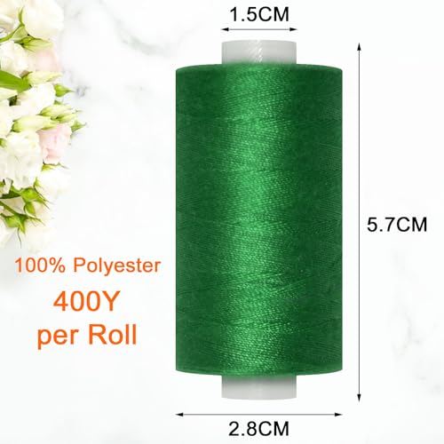 All Purpose Sewing Thread-2 Spools of Hand Polyester Sewing Thread for Sewing Machine for Hand and Machine Sewing(Christmas Green, 2 spools) - color: Christmas Green