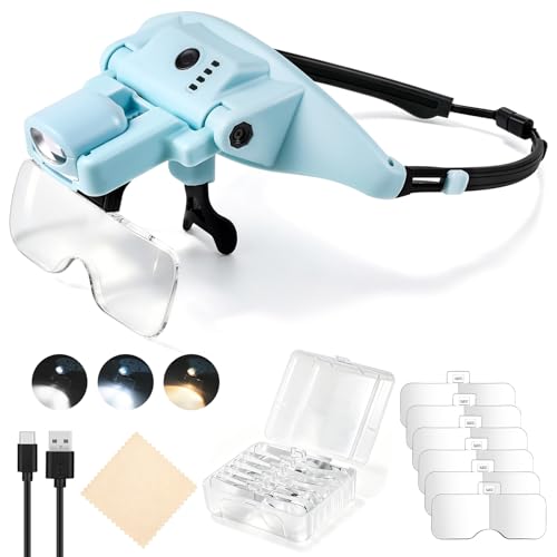 COYLAPY Magnifying Glass with Light, 1X-4X Magnetic Headband Magnifier