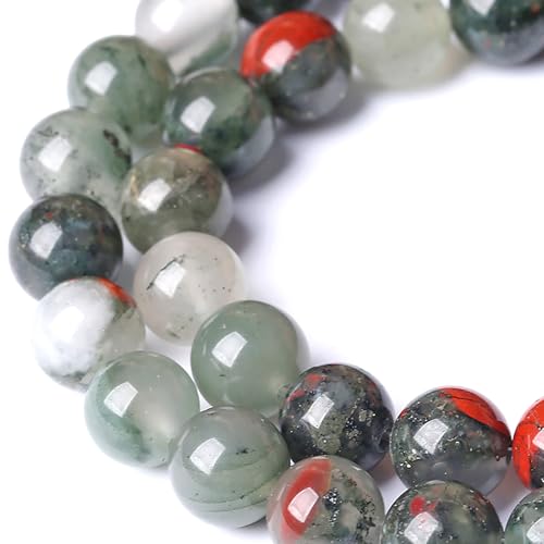4MM Natural African Bloodstone Gemstone Round Beads Loose Spacer Stone Beads for Jewelry Making 180pcs 2 Strands 32" - color: African Bloodstone, size: 4mm