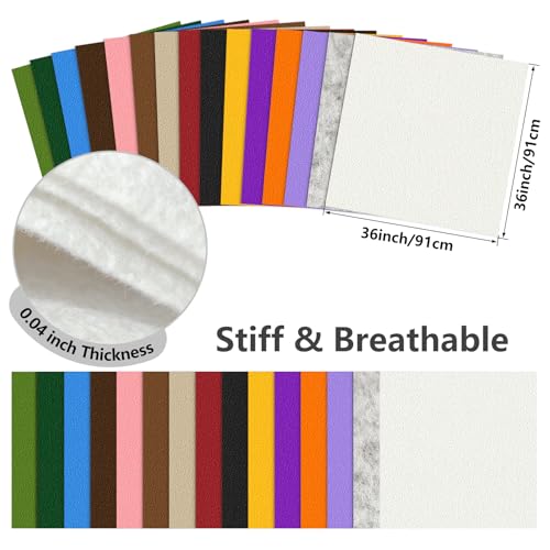 White Stiff Felt Sheet 36'' X 36'', 1mm Large Felt Fabric Sheet for Crafts - color: White